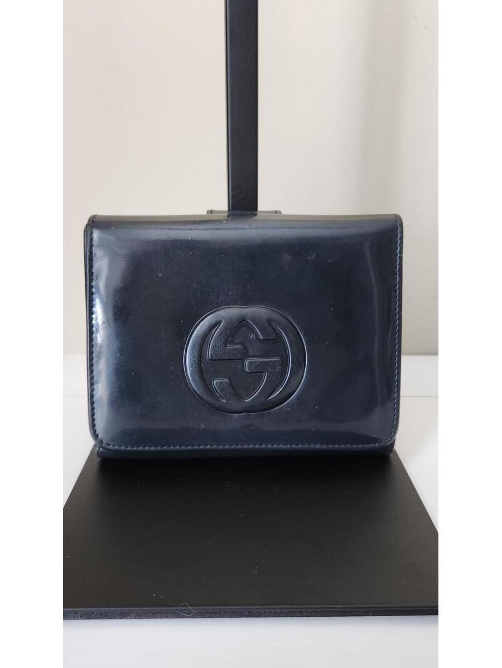 Gucci Black Patent Leather Tri-Fold Wallet